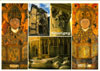 Carte postale armoire aux reliques, portraits des saints abbés, clochers et chapelle Vieille